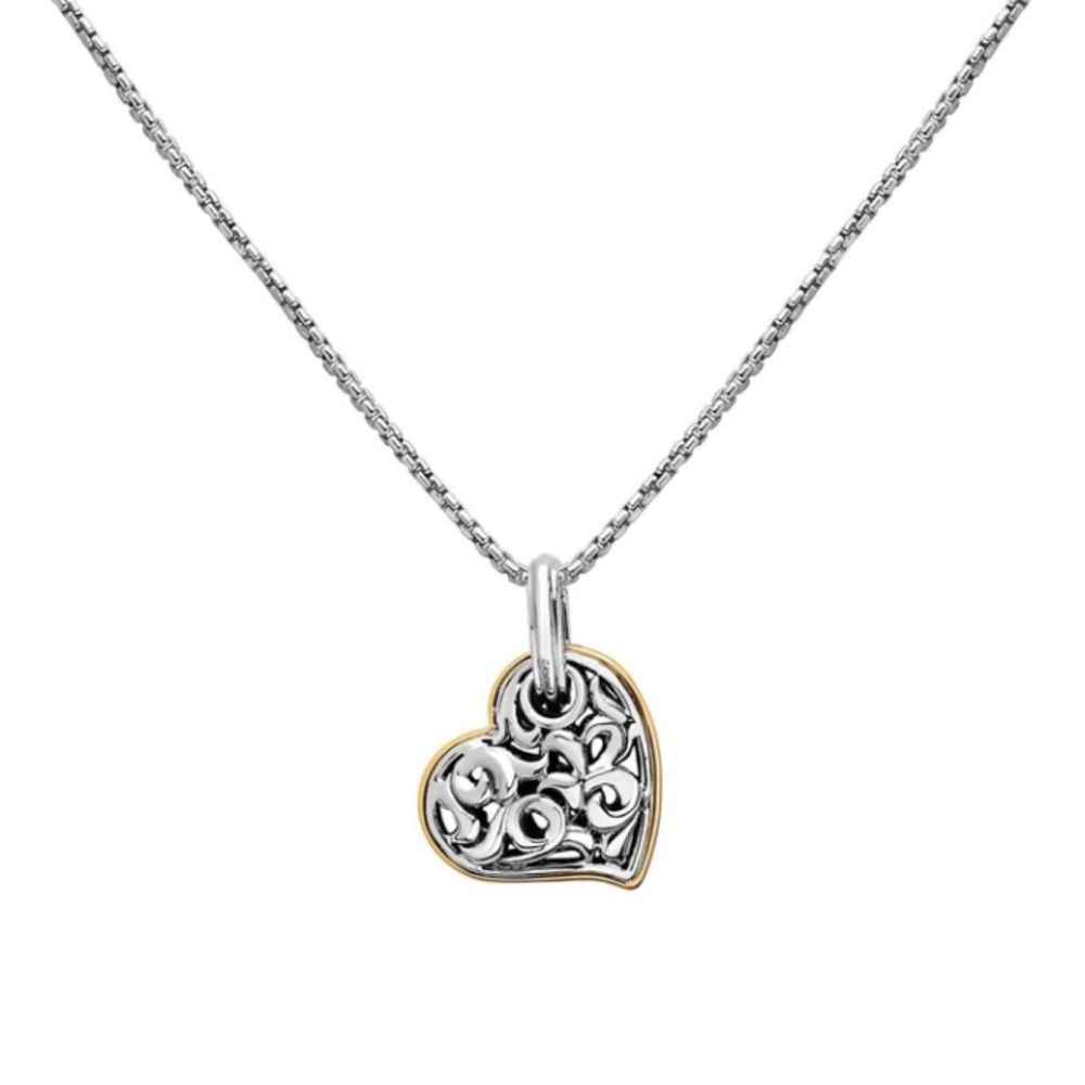 ❤️❤️ CHARLES KRYPELL SILVER IVY TWO TONE HEART PETITE PENDANT
